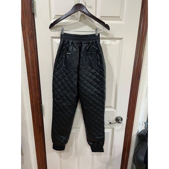 Manière De Voir Women’s Vegan Leather Quilted Joggers Size 0 | High Waist Faux L - Picture 11 of 12